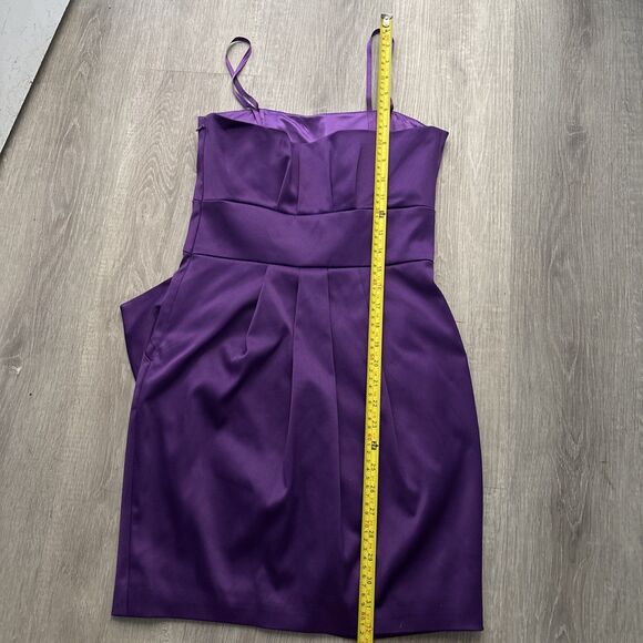 Max & Cleo Bow Front Mini Party Dress Purple Satin Evening Bodycon Sexy Sz 4 - Picture 11 of 11
